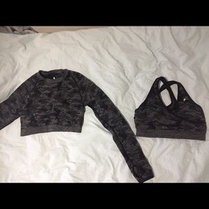 Camo sports bra and top